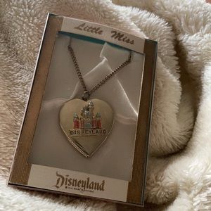 Vintage Disneyland locket disney necklace enamel gold tone heart walt fi